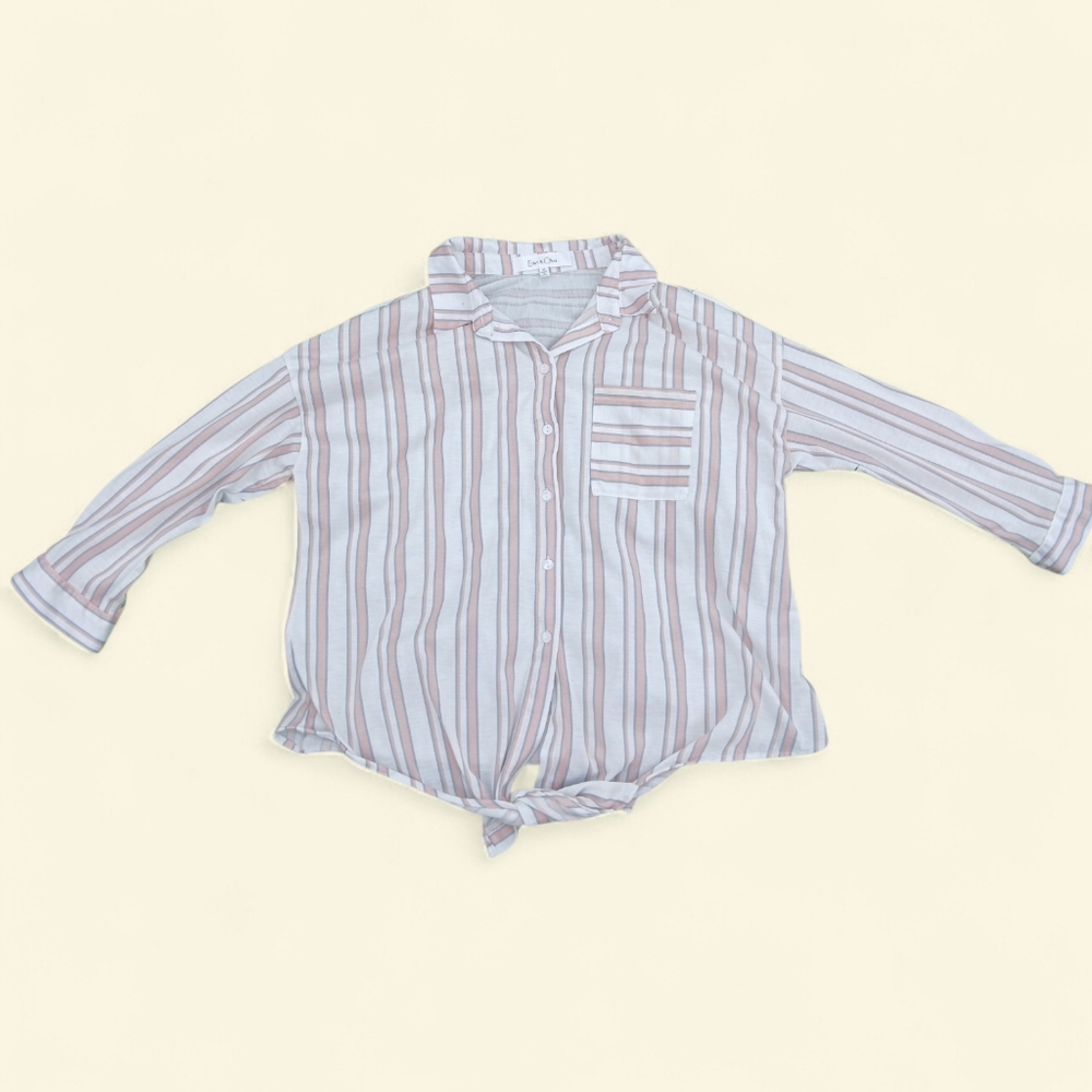 Eden & Olivia Size Medium Orange & Bluse Striped Top